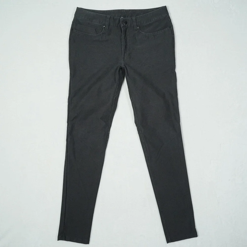 Lululemon ABC Pant Slim 31 Black Canvas Utility Trousers Mens Stretch Pants